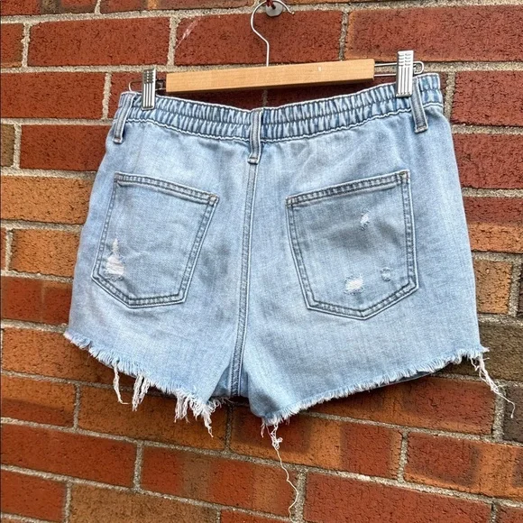 Aerie Light Blue Distressed Jean Shorts - Picture 2 of 5